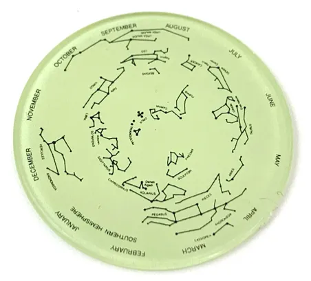 Watch Part, Bezel Attachment Insert - Disc with Black Southern Hemisphere Constellations and Months Pattern