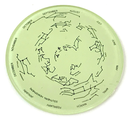 Watch Part, Bezel Attachment Insert - Disc with Black Southern Hemisphere Constellations and Months Pattern