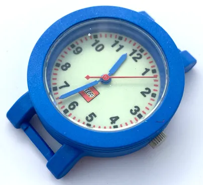 Watch Part, Case Analog - LEGO Logo, Blue Hour and Minute Hands, Red Second Hand