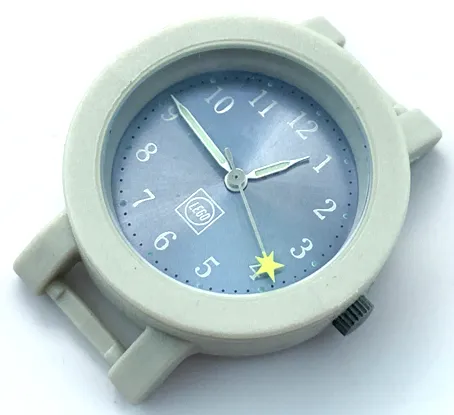 Watch Part, Case Analog - Brick 1 x 1, White Hour and Second Hands with Glow in the Dark Areas, Silver Second Hand with Neon Green Star