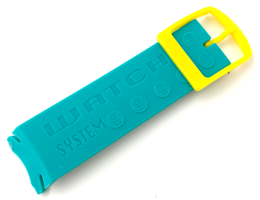 Watch Part, Band - Female Classic, Short with Yellow Buckle and 'WATCH SYSTEM' Text