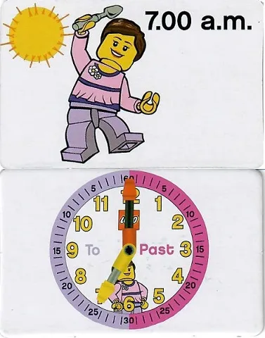 Flash Card, Cardboard, Time Teacher, Girl 7.00 a.m.