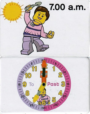 Flash Card, Cardboard, Time Teacher, Girl 7.00 a.m.