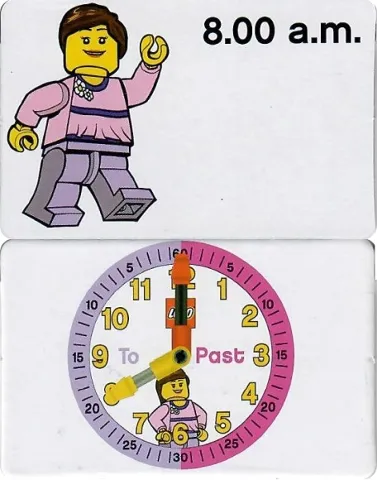 Flash Card, Cardboard, Time Teacher, Girl 8.00 a.m.