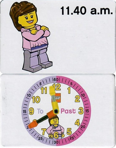 Flash Card, Cardboard, Time Teacher, Girl 11.40 a.m.