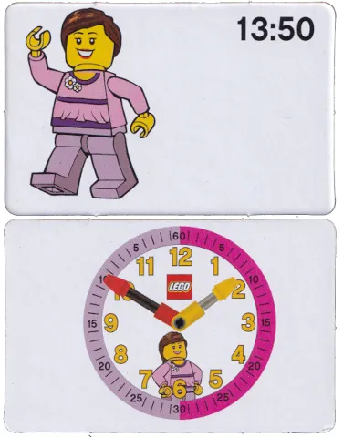 Flash Card, Cardboard, Time Teacher, Girl 13:50
