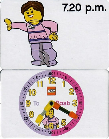 Flash Card, Cardboard, Time Teacher, Girl 7.20 p.m.