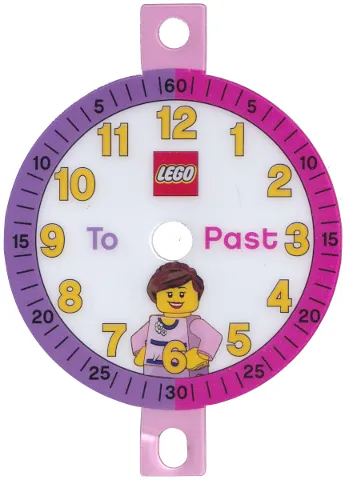 Clock Face, Time Teacher, Plastic, Girl with LEGO Logo and 'To' and 'Past' Text
