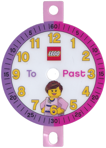 Clock Face, Time Teacher, Plastic, Girl with LEGO Logo and 'To' and 'Past' Text