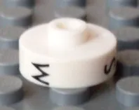 Bead, Cylinder Short, Flat Edge with Black M S Z Pattern