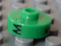 Bead, Cylinder Short, Flat Edge with Black M 5 Q Pattern