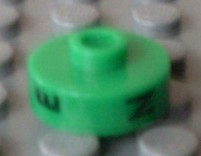 Bead, Cylinder Short, Flat Edge with Black E N B Pattern