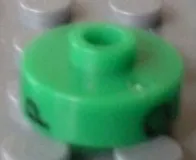 Bead, Cylinder Short, Flat Edge with Black I P Q Pattern