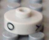 Bead, Cylinder Short, Flat Edge with Black O Y K Pattern