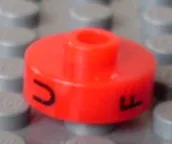 Bead, Cylinder Short, Flat Edge with Black U F H Pattern