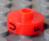 Bead, Cylinder Short, Flat Edge with Black U F H Pattern