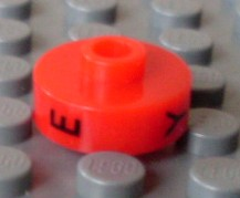 Bead, Cylinder Short, Flat Edge with Black E Y N Pattern