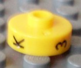 Bead, Cylinder Short, Flat Edge with Black K 3 P Pattern