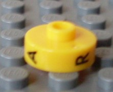 Bead, Cylinder Short, Flat Edge with Black A R V Pattern