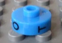 Bead, Cylinder Short, Flat Edge with Black O T Z Pattern