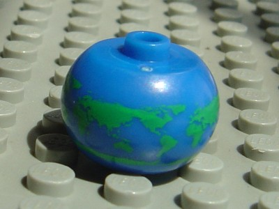 Bead, Globular with World Map Repeating Pattern