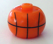 Bead, Globular with Ball Pattern, Basketball Lines Black