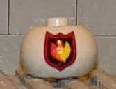 Bead, Globular with Fire Logo Badge Pattern