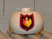 Bead, Globular with Fire Logo Badge Pattern