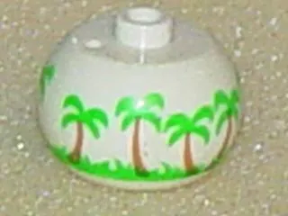 Bead, Globular with Palm Trees Pattern