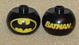 Bead, Globular with 'BATMAN' and Batman Logo Pattern