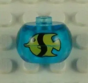 Bead, Globular with Yellow Fish with Black Stripe Pattern