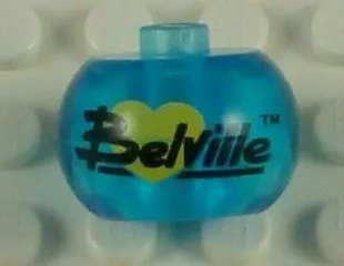 Bead, Globular with Black 'Belville' Logo