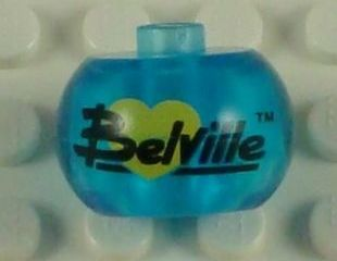 Bead, Globular with Black 'Belville' Logo