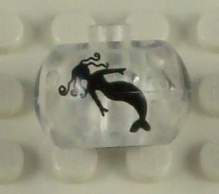 Bead, Globular with Black Mermaid Pattern