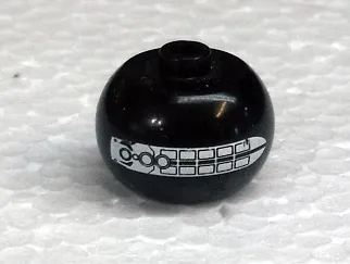 Bead, Globular with White Bionicle Weapon Sword with Hydraulics and 3 Pin Holes Pattern