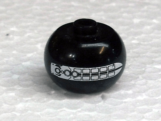 Bead, Globular with White Bionicle Weapon Sword with Hydraulics and 3 Pin Holes Pattern