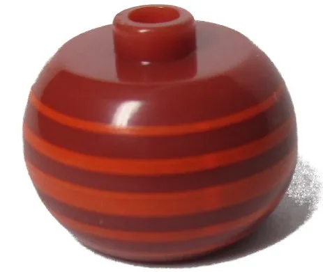 Bead, Globular with Orange Horizontal Stripes Pattern
