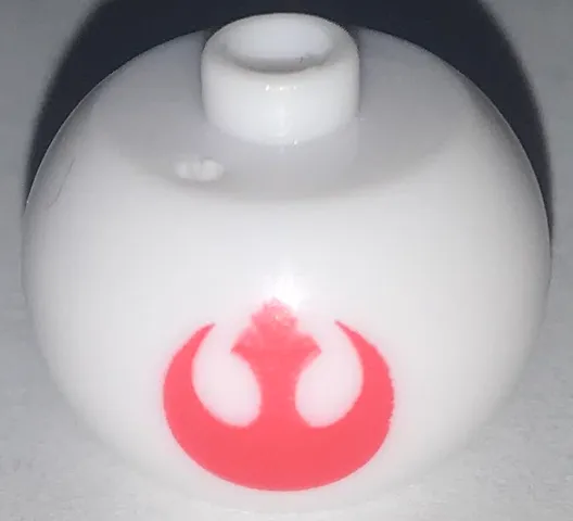Bead, Globular with Red SW Rebel Alliance Symbol Pattern