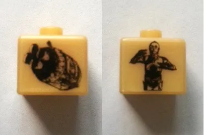 Bead, Square with SW C-3PO and Escape Pod Pattern