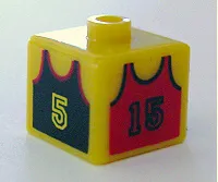 Bead, Square with Basketball Jersey Pattern