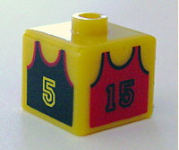 Bead, Square with Basketball Jersey Pattern