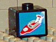 Bead, Square with Rescue Speedboat Pattern