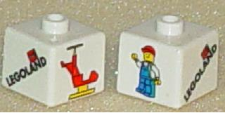Bead, Square with Legoland with US Flag, Minifigure, and Helicopter Pattern