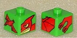 Bead, Square with Pterodactyl Pattern