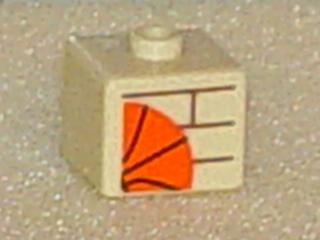 Bead, Square with Basketball and Brick Wall Pattern on Opposite Sides