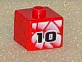 Bead, Square with Number 10 on White Geometric Background Pattern