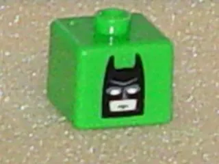 Bead, Square with Batman Head Pattern on Opposite Sides