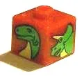 Bead, Square with Bright Green Dinosaur Heads Pattern
