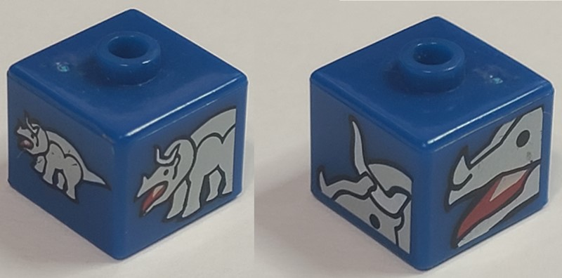 Bead, Square with Triceratops Pattern