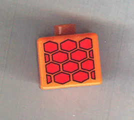 Bead, Square with Red Tire Tracks Pattern on Four Sides